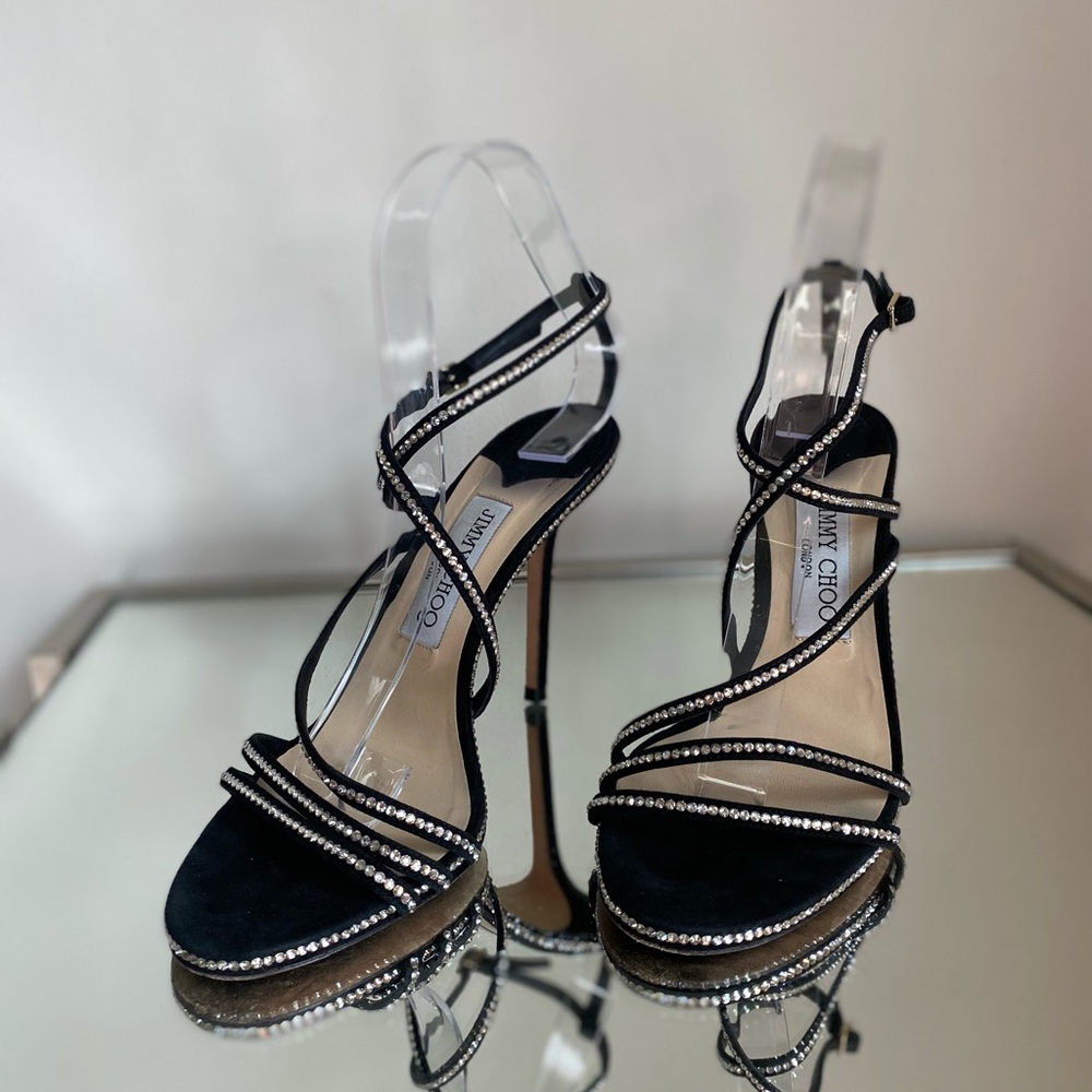 EUC JIMMY CHOO DUDETTE STILETTO SANDALS 38 $1,050 - Picture 11 of 16
